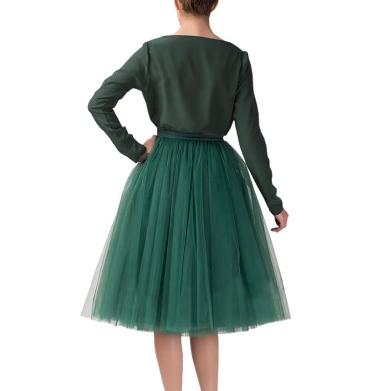 WDPL Wedding Planning Women's A Line Short Knee Length Tutu Tulle Prom Party Skirt XX-Large Green - Image 2